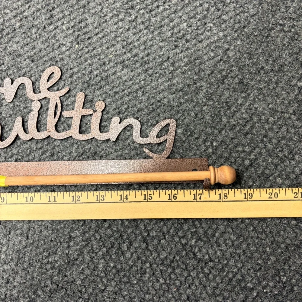 Gone Quilting Metal Wall Quilt Hanger 18 Inch Copper Tone Sign with Wood Dowel